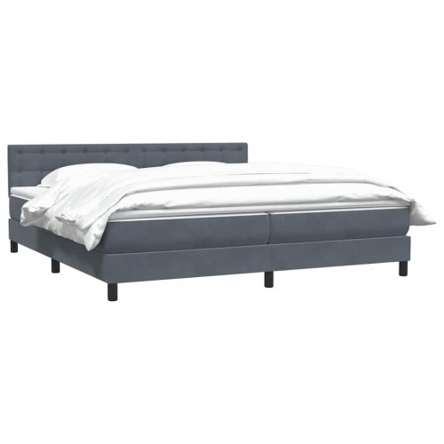 Kontinentalseng med madras 200x210 cm fløjl mørkegrå