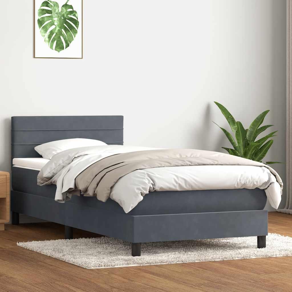 Kontinentalseng med madras mørkegrå 90x220 cm fløjl billede