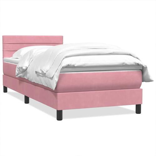 Kontinentalseng med madras lyserød 80x210 cm fløjl