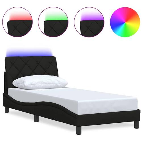 Sengeramme med LED uden madras 80x200 cm stof sort