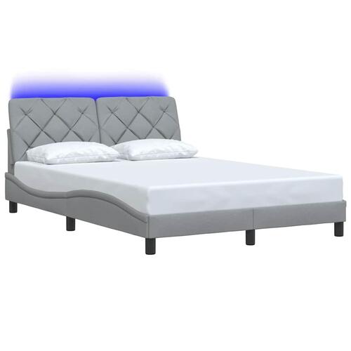 Sengeramme med LED uden madras 140x200 cm stof lysegrå