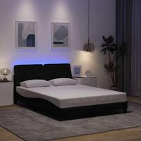 Sengeramme med LED uden madras 140x200 cm stof sort