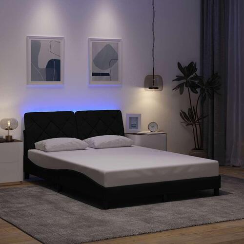Sengeramme med LED uden madras 140x200 cm stof sort