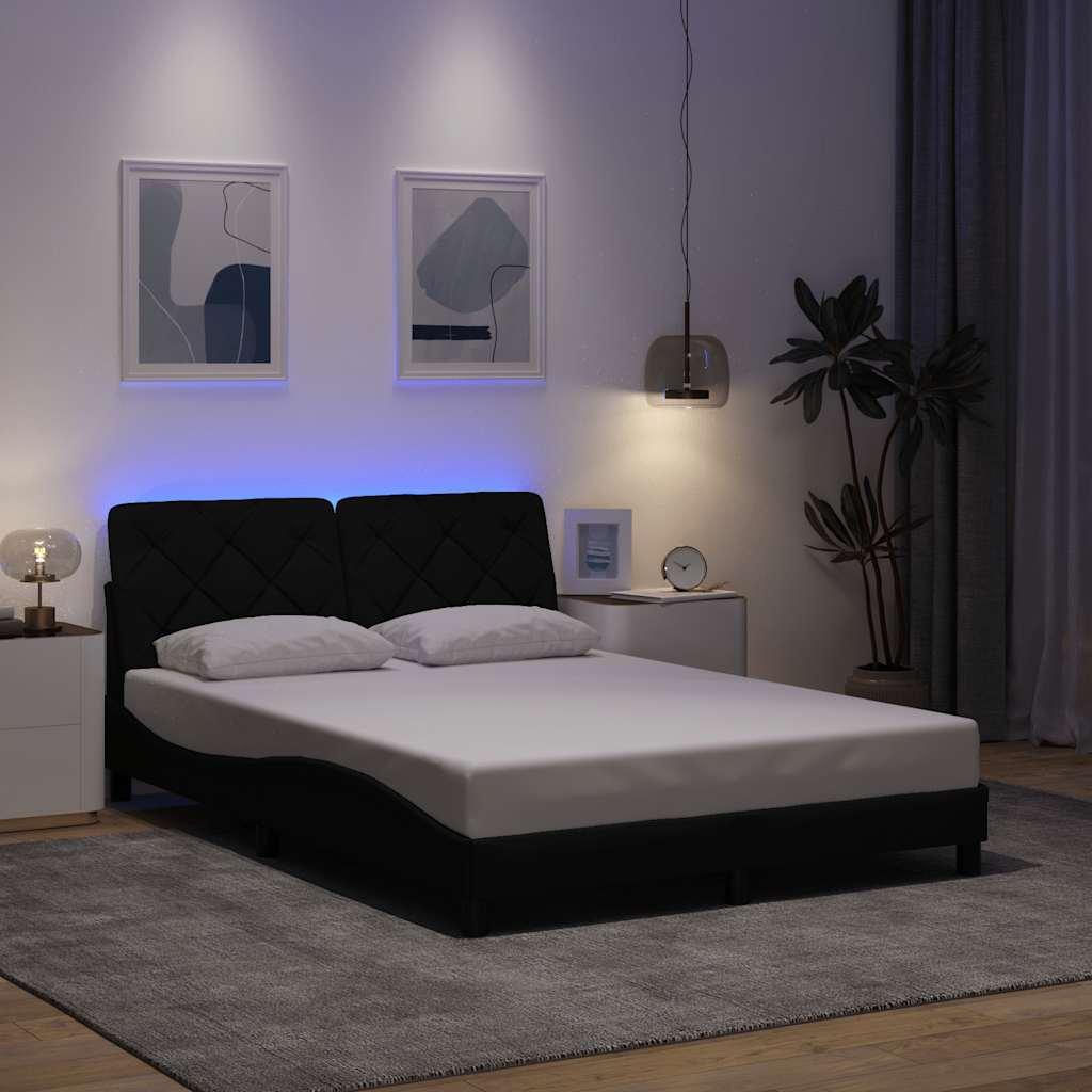 Sengeramme med LED uden madras 140x200 cm stof sort