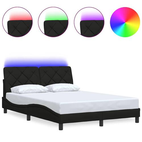 Sengeramme med LED uden madras 140x200 cm stof sort