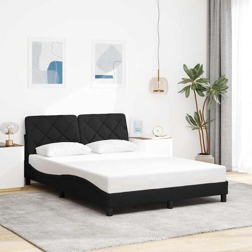 Sengeramme med LED uden madras 140x200 cm stof sort