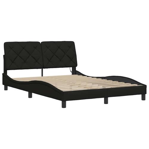 Sengeramme med LED uden madras 140x200 cm stof sort