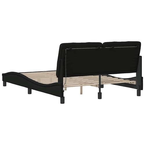 Sengeramme med LED uden madras 140x200 cm stof sort