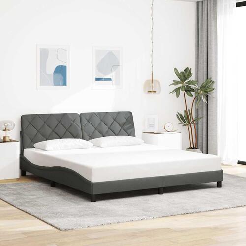 Sengeramme med LED uden madras 180x200 cm stof mørkegrå