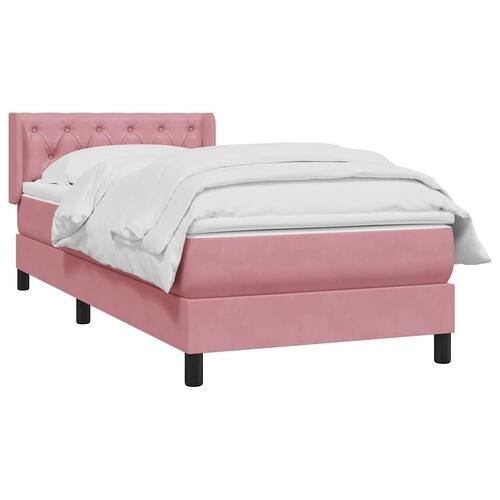 Kontinentalseng med madras lyserød 80x210 cm fløjl