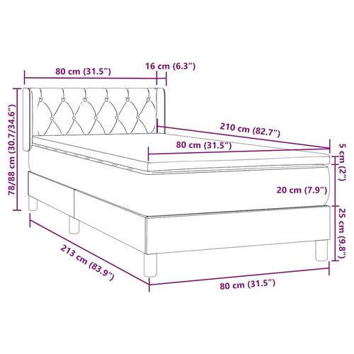 Kontinentalseng med madras lyserød 80x210 cm fløjl
