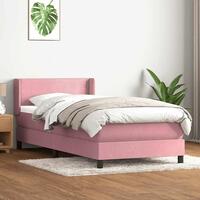 Kontinentalseng med madras lyserød 80x210 cm fløjl