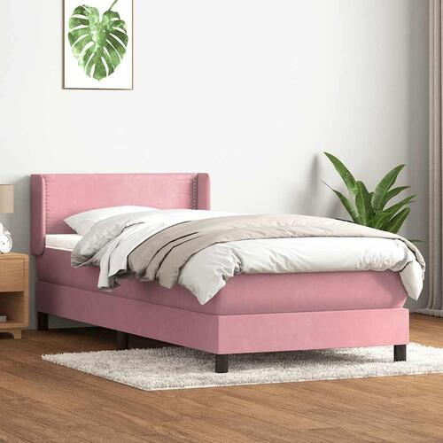Kontinentalseng med madras lyserød 80x210 cm fløjl