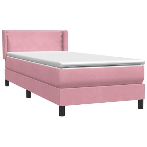 Kontinentalseng med madras lyserød 80x210 cm fløjl