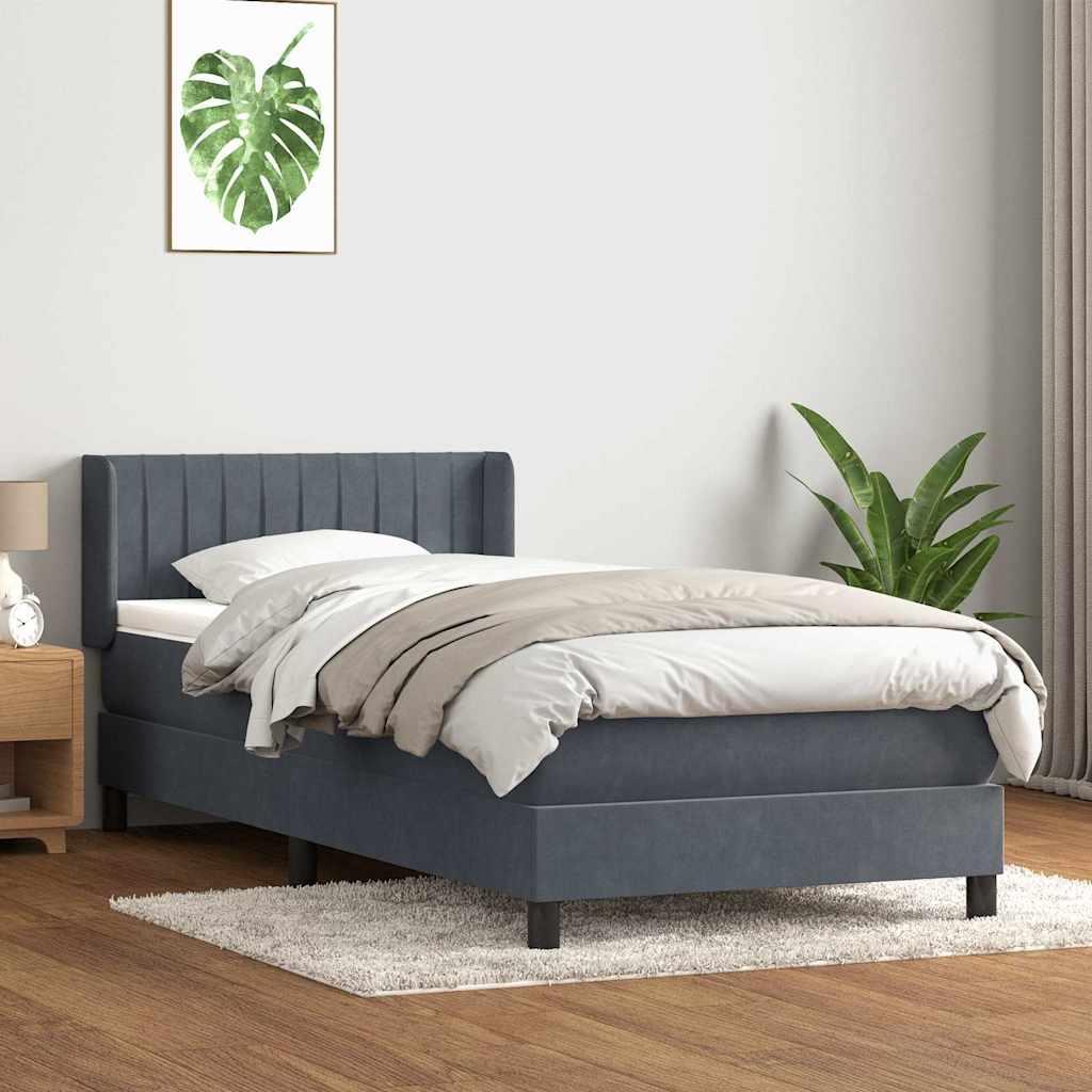 Kontinentalseng med madras mørkegrå 80x210 cm fløjl billede