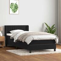 Kontinentalseng med madras 90x210 cm fløjl sort