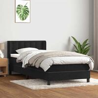Kontinentalseng med madras 90x210 cm fløjl sort