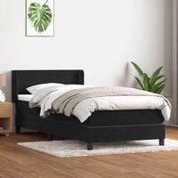 Kontinentalseng med madras 90x210 cm fløjl sort