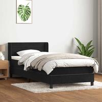 Kontinentalseng med madras 90x210 cm fløjl sort