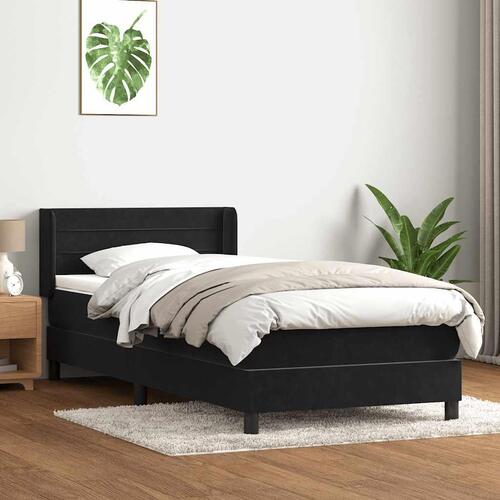 Kontinentalseng med madras 90x210 cm fløjl sort