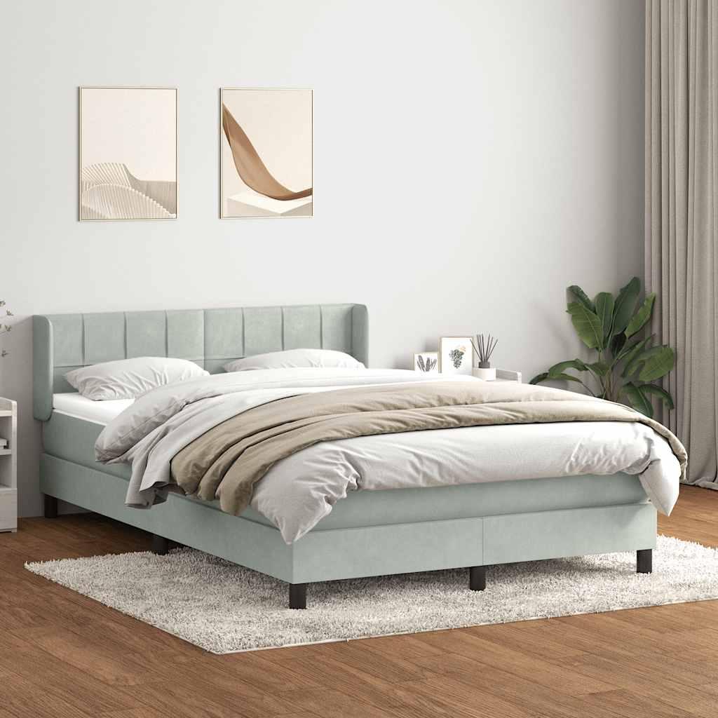 Kontinentalseng med madras 140x210 cm fløjl lysegrå