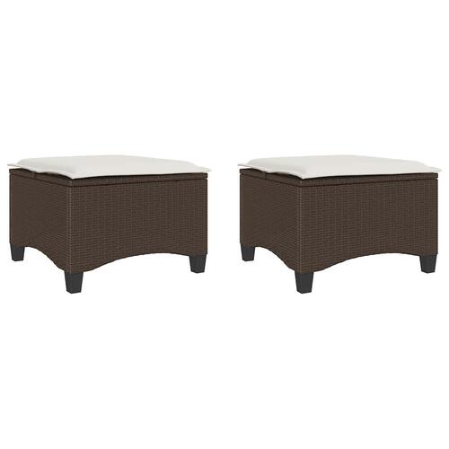 Havestole med hynder 2 stk. 55x55x36 cm polyrattan brun