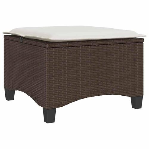Havestole med hynder 2 stk. 55x55x36 cm polyrattan brun