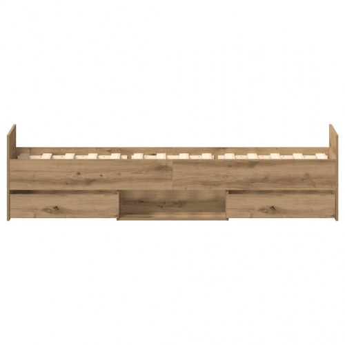 Sengeramme 90 x 190 cm med 4 skuffer - egetræsfarve