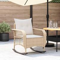 Udendørs gyngestol med hynder polyrattan beige