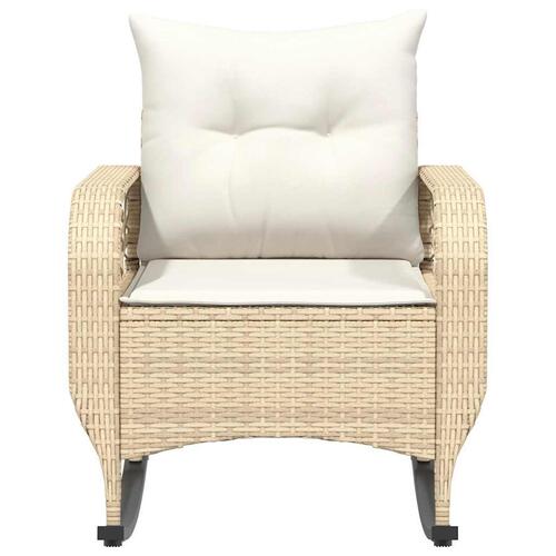Udendørs gyngestol med hynder polyrattan beige