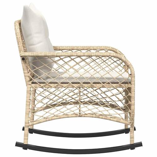 Udendørs gyngestol med hynder polyrattan beige