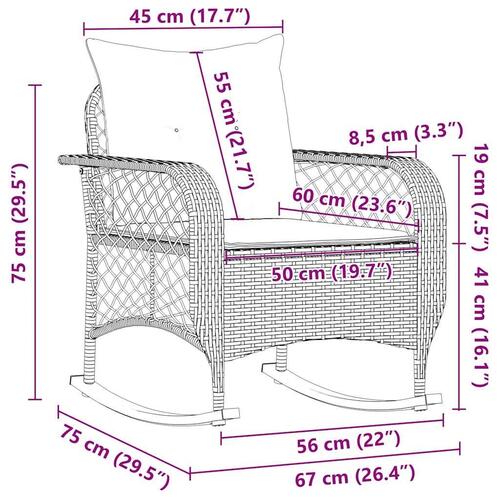 Udendørs gyngestol med hynder polyrattan beige