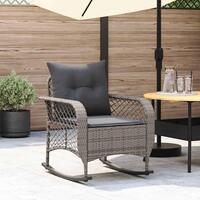 Udendørs gyngestol med hynder polyrattan grå