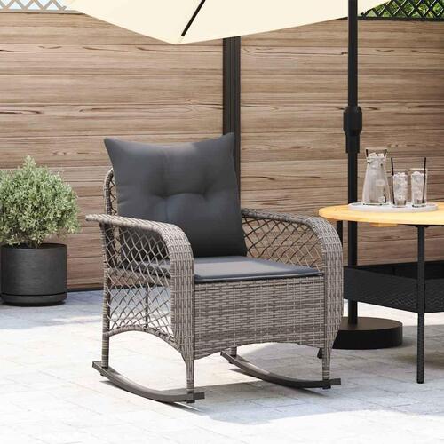 Udendørs gyngestol med hynder polyrattan grå