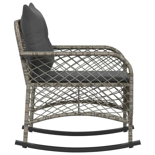 Udendørs gyngestol med hynder polyrattan grå
