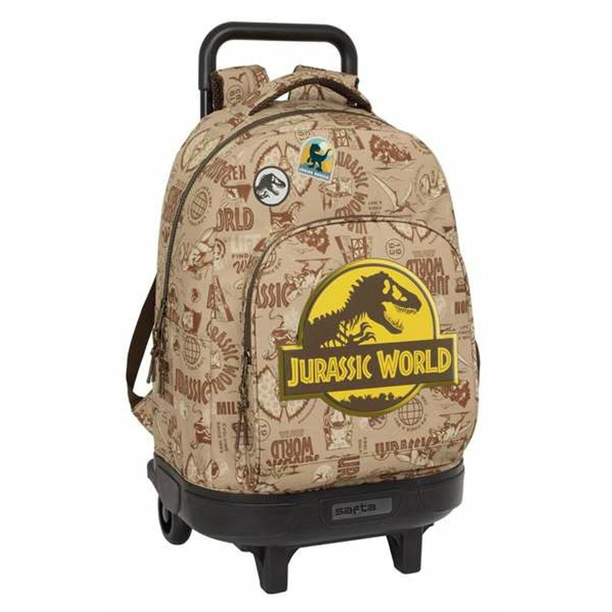 Jurassic World skolerygsæk med hjul - 33 × 45 × 22 cm, brun