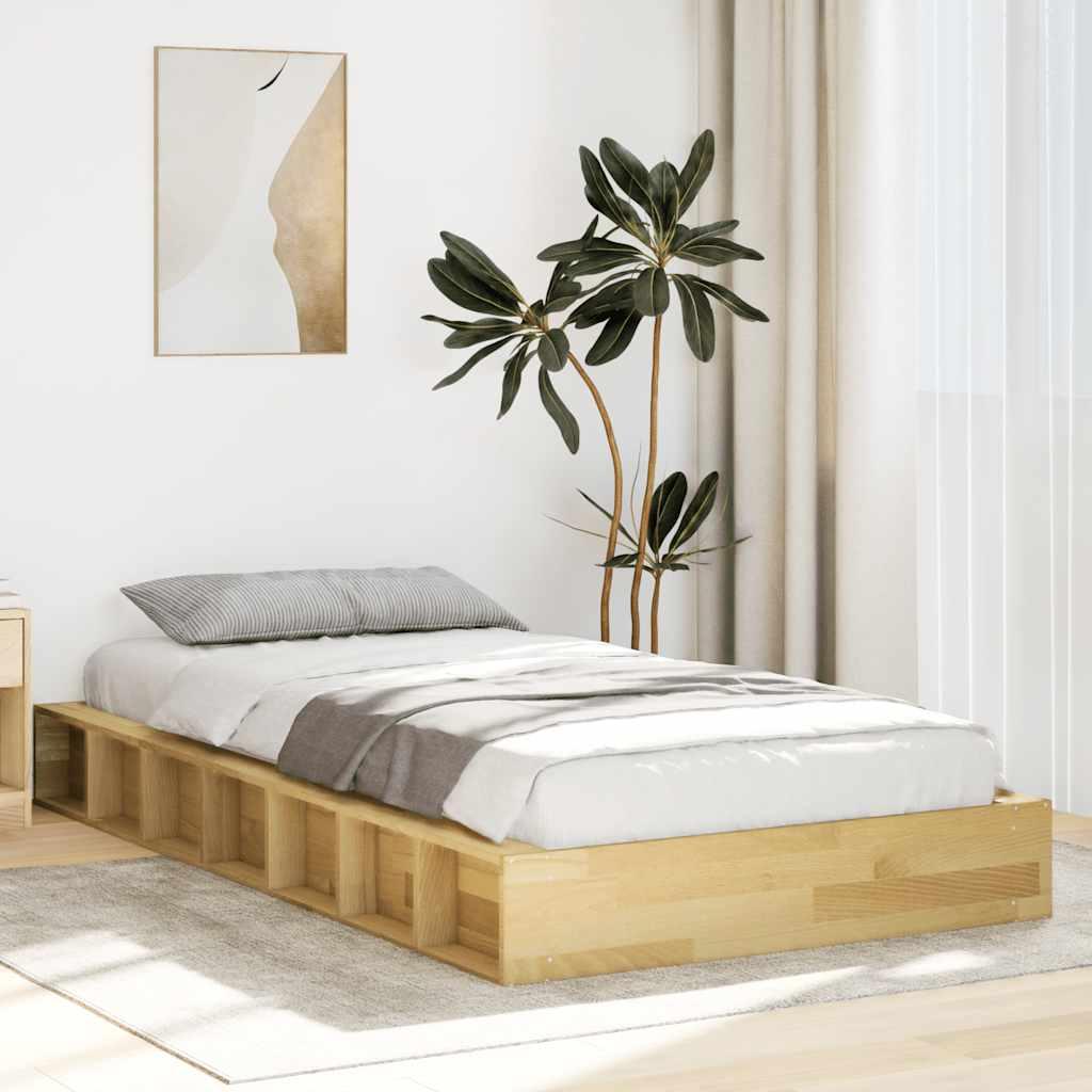 Sengeramme uden madras 75x190 cm Massivt træ Eg