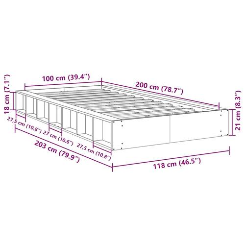 Sengeramme uden madras 100x200 cm Massivtræ Eg