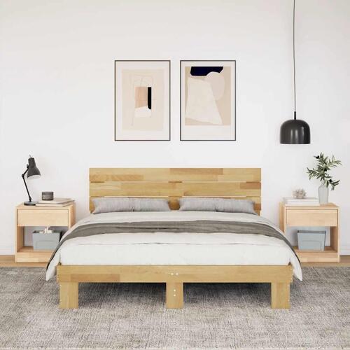 Sengeramme med hovedgærde uden madras 160x200 cm Massivt træ Eg