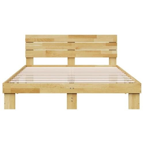 Sengeramme med hovedgærde uden madras 160x200 cm Massivt træ Eg