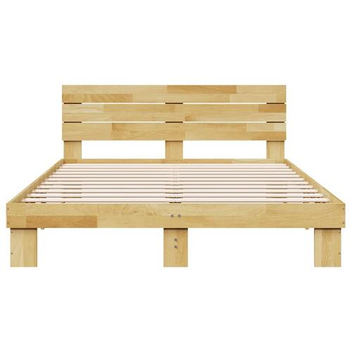 Sengeramme med hovedgærde uden madras 140x190 cm Massivt træ Eg