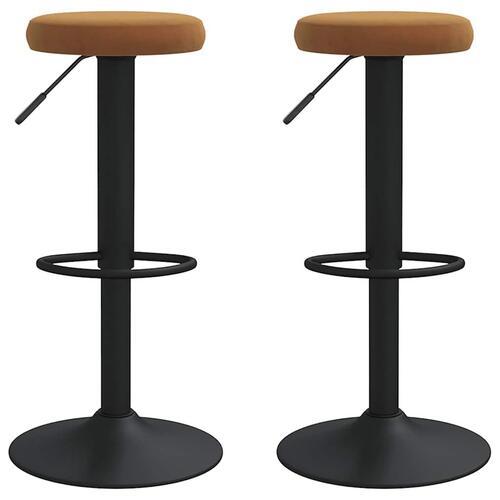 Barstole 2 stk. fløjl brun