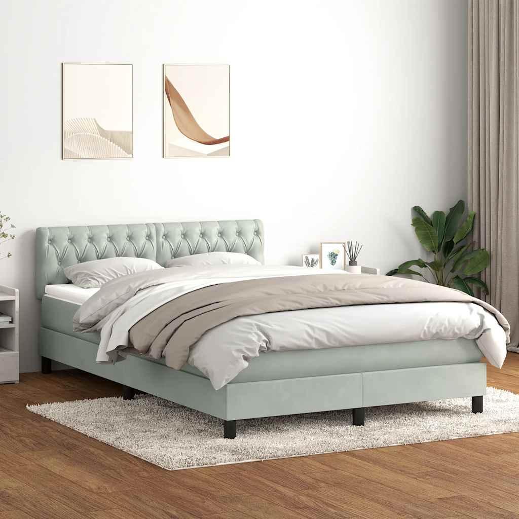 Kontinentalseng med madras 140x220 cm fløjl lysegrå