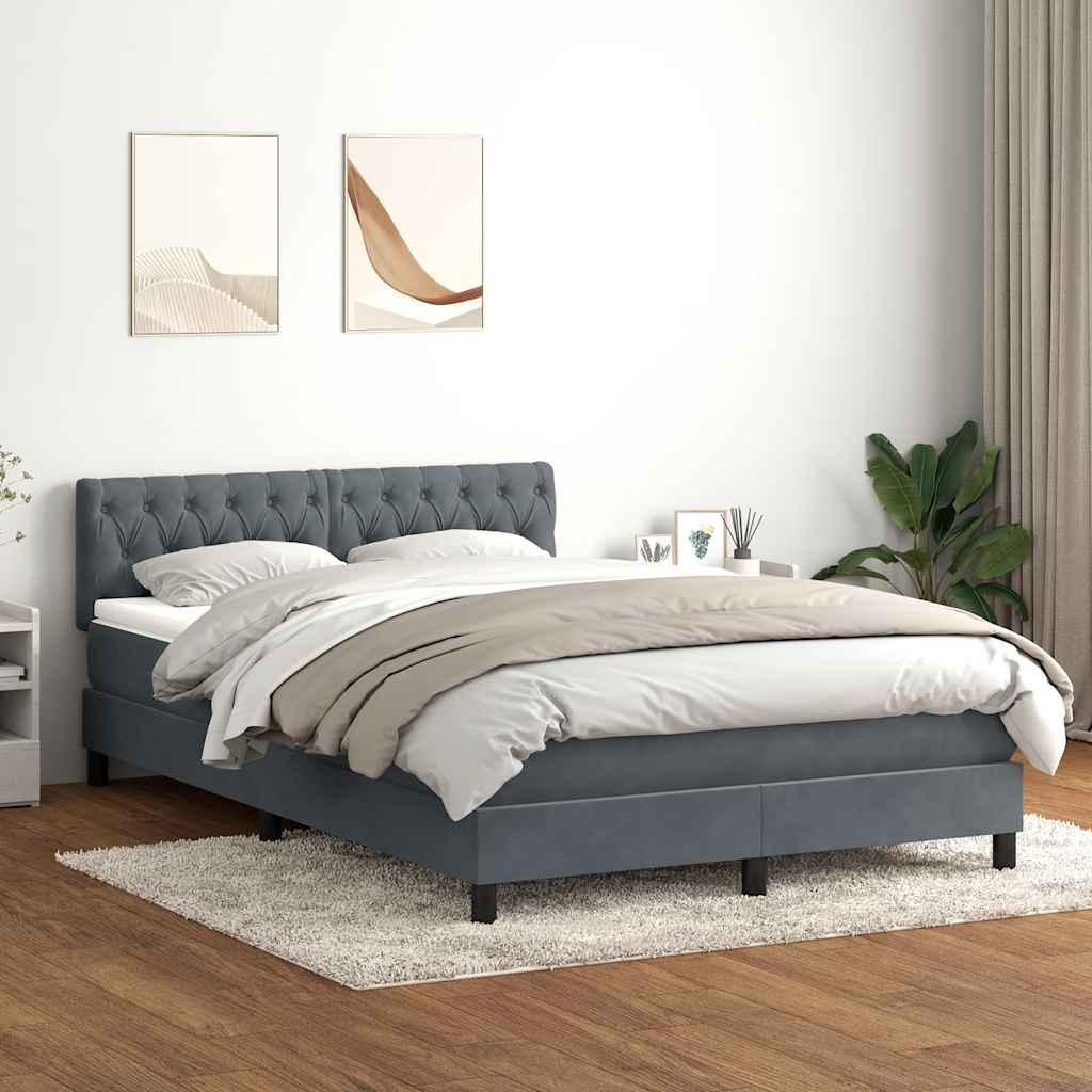 Kontinentalseng med madras 140x210 cm fløjl mørkegrå