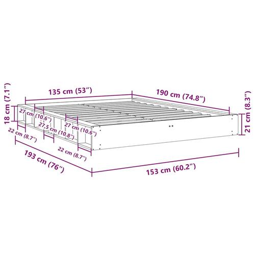 Sengeramme uden madras 135x190 cm Massivt træ Eg