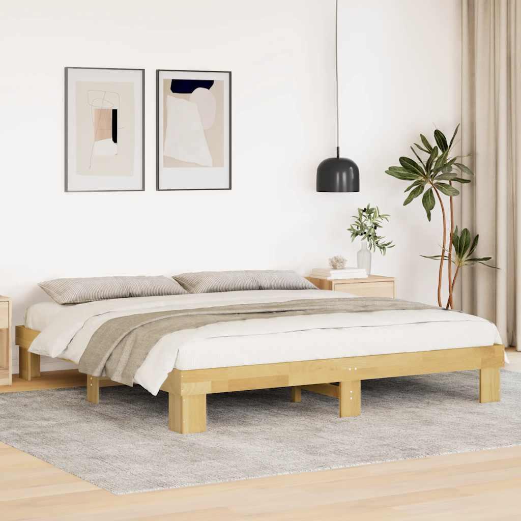 Sengeramme uden madras 200x200 cm Massivt træ Eg