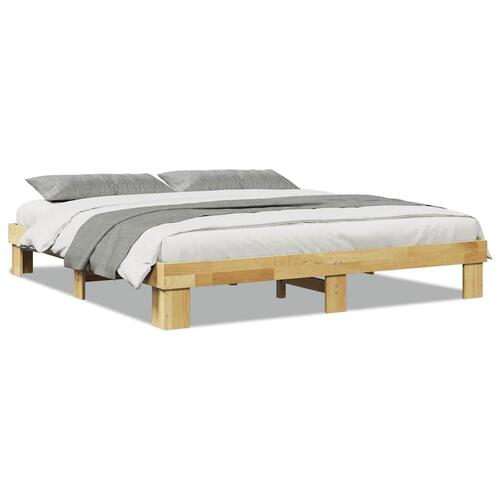 Sengeramme uden madras 200x200 cm Massivt træ Eg