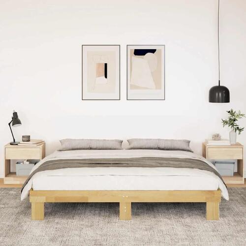 Sengeramme uden madras 200x200 cm Massivt træ Eg