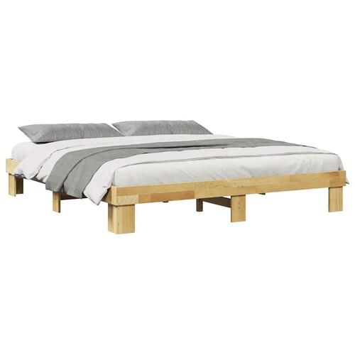 Sengeramme uden madras 200x200 cm Massivt træ Eg