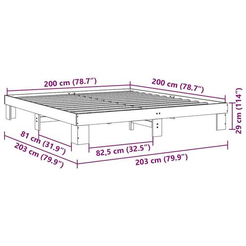 Sengeramme uden madras 200x200 cm Massivt træ Eg